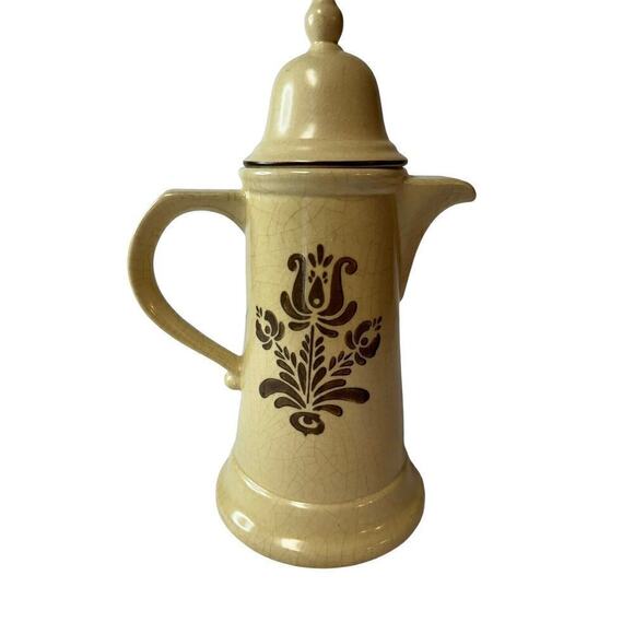 Vtg Kitchen Pfaltzgraff VILLAGE Coffee Tea Pot Distressed Stoneware Note Flaw - Picture 3 of 16